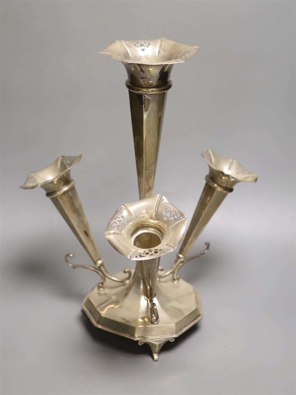 An Edwardian silver epergne, by James Deakin & Sons, Sheffield, 1905?,